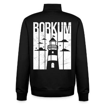 Borkumer Insel BORKUM Nordsee Urlaub Lustig - Unisex Organic Zip Sweatshirt von Stanley/Stella - Schwarz - Hinten - AI Model Male 185 light (185cm)