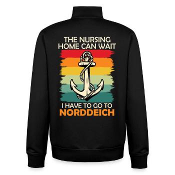 Grandpa RETIREMENT HOME CAN WAIT, I'M GOING TO NORDDEICH - Unisex Organic Zip Sweatshirt by Stanley/Stella - black - Back - AI Model Male 185 light (185cm)