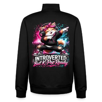 Introverted But K Pop Ready - Unisex Organic Zip Sweatshirt von Stanley/Stella - Schwarz - Hinten - AI Model Male 185 light (185cm)