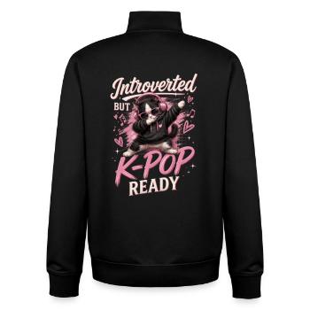 Introverted But K Pop Ready - Unisex Organic Zip Sweatshirt von Stanley/Stella - Schwarz - Hinten - AI Model Male 185 light (185cm)