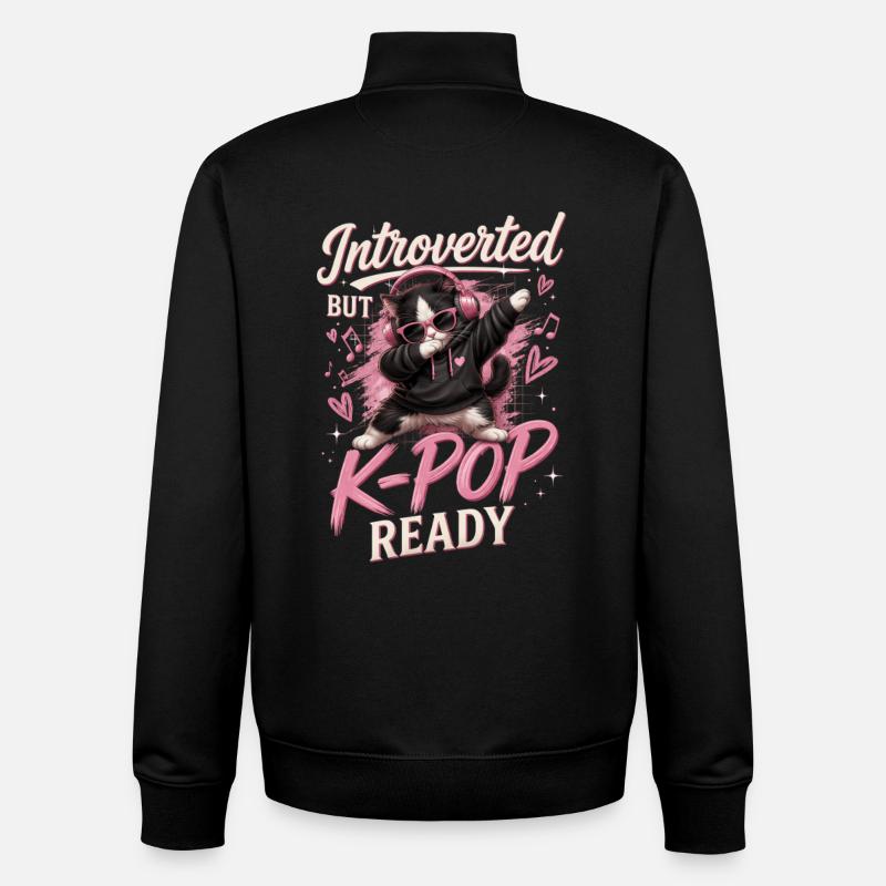 Introverted But K Pop Ready - Unisex Organic Zip Sweatshirt by Stanley/Stella - black