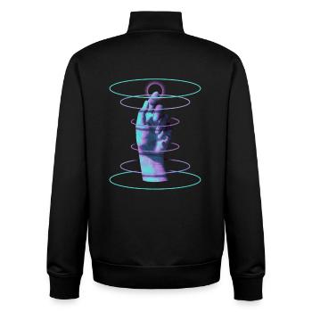 Techno Main Hypnotique Rave DJ - Musique Techno - Sweat zippé unisexe en coton bio Stanley/Stella - noir - Dos - AI Model Male 185 light (185cm)