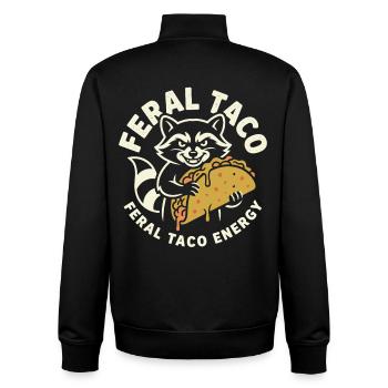 Feral Taco Energy Raccoon Motif - Unisex Organic Zip Sweatshirt by Stanley/Stella - black - Back - AI Model Male 185 light (185cm)