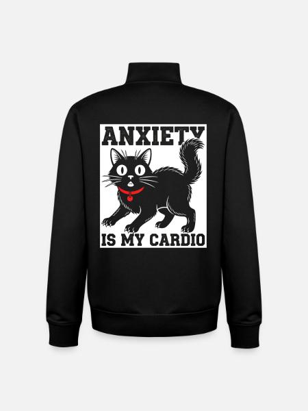 Anxiety is my cardio cat - Unisex Organic Zip Sweatshirt by Stanley/Stella - black