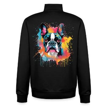 Boston Terrier Dog Splash Art Farbige - Unisex Organic Zip Sweatshirt von Stanley/Stella - Schwarz - Hinten - AI Model Male 185 light (185cm)