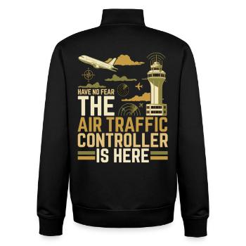 Air Traffic Controller Saying Air Traffic Controller - Unisex Organic Zip Sweatshirt by Stanley/Stella - black - Back - AI Model Male 185 light (185cm)