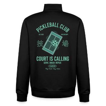 Pickleball-Court ruft den lustigen Spieler - Unisex Organic Zip Sweatshirt von Stanley/Stella - Schwarz - Hinten - AI Model Male 185 light (185cm)
