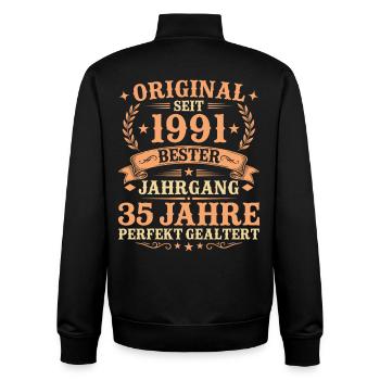 Original seit 1991 Retro 35. Geburtstag Geschenk - Unisex Organic Zip Sweatshirt von Stanley/Stella - Schwarz - Hinten - AI Model Male 185 light (185cm)