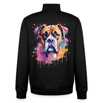 Boxer Bunte Hund Splash Art - Unisex Organic Zip Sweatshirt von Stanley/Stella - Schwarz - Hinten - AI Model Male 185 light (185cm)