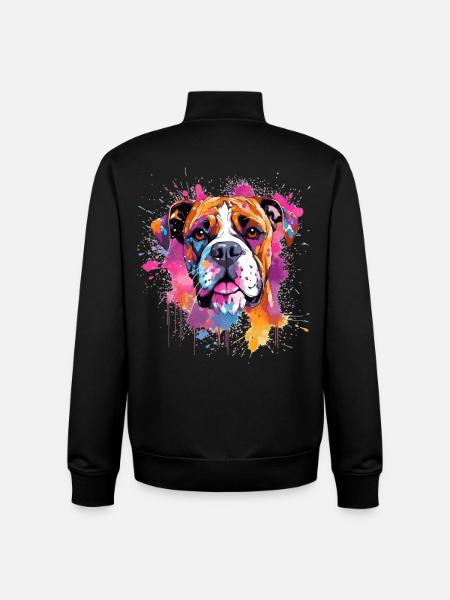 Lebendiges Boxerhund-Splash-Porträt - Unisex Organic Zip Sweatshirt von Stanley/Stella - Schwarz