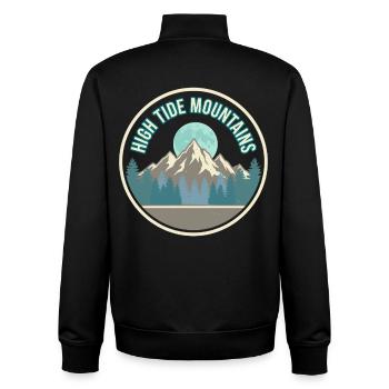 High Tide Mountains Mountain Forest Motif - Unisex Organic Zip Sweatshirt by Stanley/Stella - black - Back - AI Model Male 185 light (185cm)