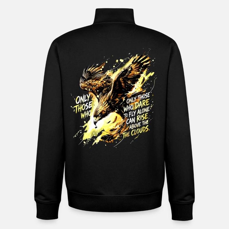 Fly Alone Eagle Quote Art - Unisex Organic Zip Sweatshirt by Stanley/Stella - black