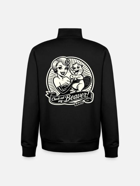 Retro Beavers Pin-Up Logo - Unisex Organic Zip Sweatshirt by Stanley/Stella - black