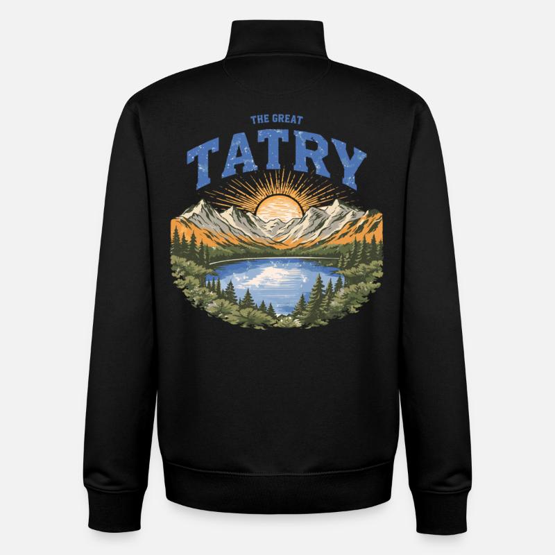 The Great Tatry Mountain Sunset Design - Unisex Organic Zip Sweatshirt by Stanley/Stella - black