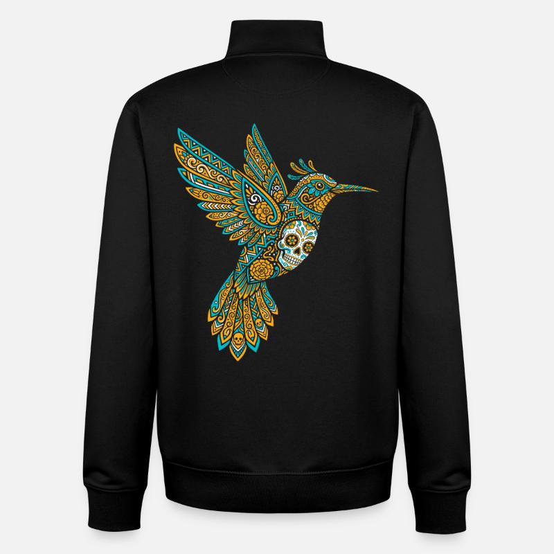 Crâne Alebrije Colibri mexicain - Sweat zippé unisexe en coton bio Stanley/Stella - noir