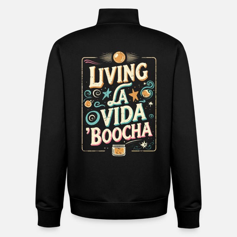Kombucha Vivant La Viada Boocha - Sweat zippé unisexe en coton bio Stanley/Stella - noir