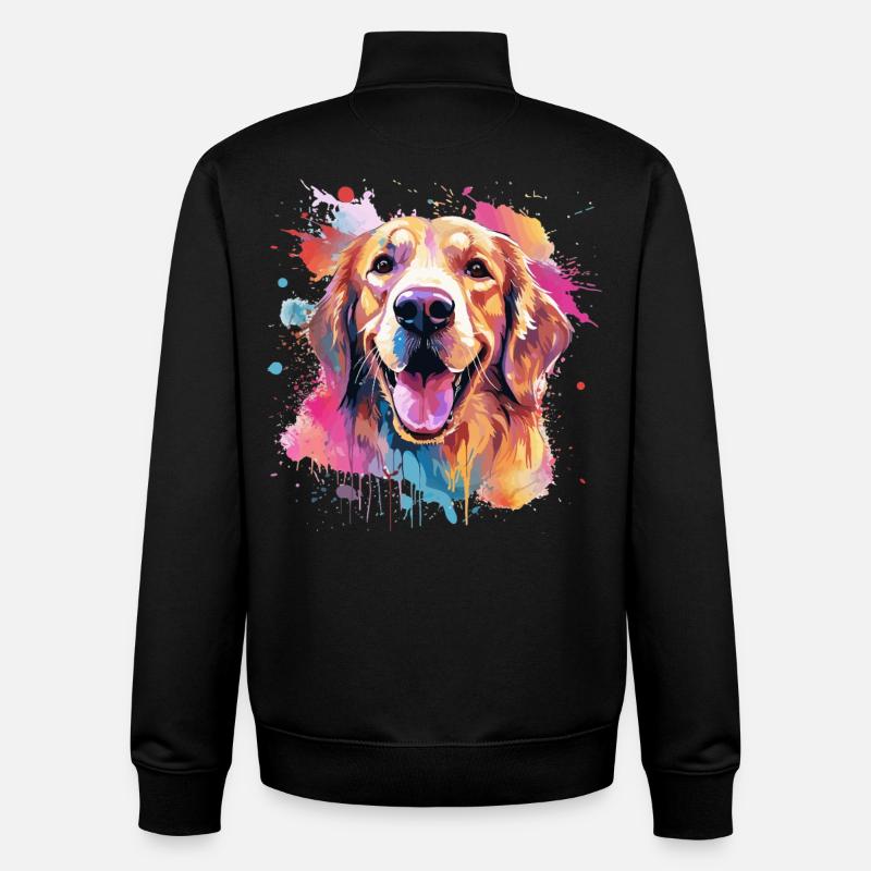 Golden Retriever Bunte Hunde-Splash-Kunst - Unisex Organic Zip Sweatshirt von Stanley/Stella - Schwarz