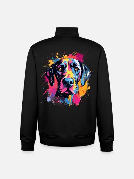 Deutsche Dogge Spritzkunst bunt - Unisex Organic Zip Sweatshirt von Stanley/Stella - Schwarz