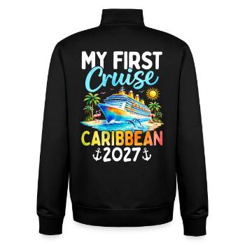 My First Cruise Caribbean 2027 - Unisex Organic Zip Sweatshirt von Stanley/Stella - Schwarz - Hinten - AI Model Male 185 light (185cm)
