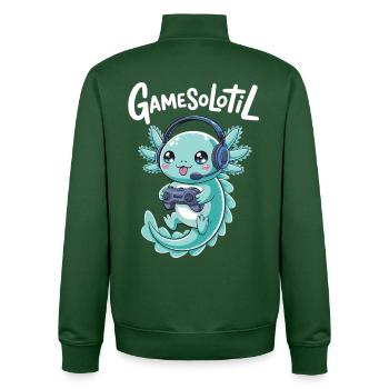 Gamesolotl Gamer, Axolotl Gaming Shirt Mignon. - Sweat zippé unisexe en coton bio Stanley/Stella - vert bouteille - Dos - AI Model Male 185 dark (185cm)