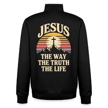 Jesus The Way The Truth The Life - Unisex Organic Zip Sweatshirt by Stanley/Stella - black - Back - AI Model Male 185 light (185cm)