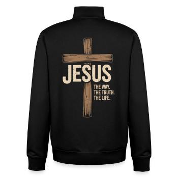 Jesus The Way The Truth The Christian Life - Unisex Organic Zip Sweatshirt by Stanley/Stella - black - Back - AI Model Male 185 light (185cm)