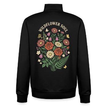 Wildflower Soul Floral Bouquet Design - Sweat zippé unisexe en coton bio Stanley/Stella - noir - Dos - AI Model Male 185 light (185cm)
