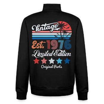 1976 Vintage Birthday Gift 50th Birthday 50 Years - Unisex Organic Zip Sweatshirt by Stanley/Stella - black - Back - AI Model Male 185 light (185cm)