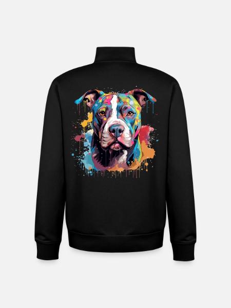Pitbull Dog Bunte Spritzkunst - Unisex Organic Zip Sweatshirt von Stanley/Stella - Schwarz