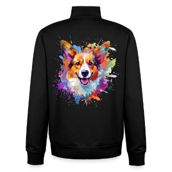 Bunte Pembroke Welsh Corgi Dog Splash Art - Unisex Organic Zip Sweatshirt von Stanley/Stella - Schwarz - Hinten - AI Model Male 185 light (185cm)