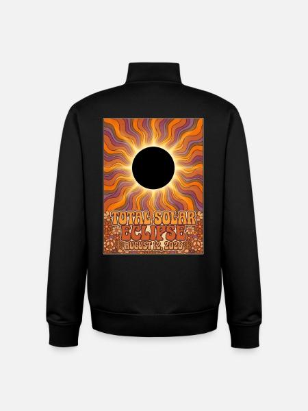 Total Solar Eclipse 2026 Sunburst Poster - Unisex Organic Zip Sweatshirt by Stanley/Stella - black