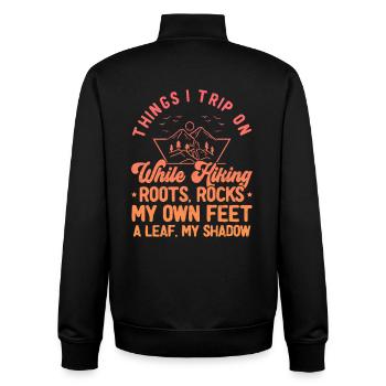 Trail Tales: Wurzeln und Schatten - Unisex Organic Zip Sweatshirt von Stanley/Stella - Schwarz - Hinten - AI Model Male 185 light (185cm)