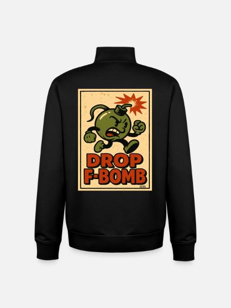 Drop F-Bomb Olive Bomb - Unisex Organic Zip Sweatshirt by Stanley/Stella - black