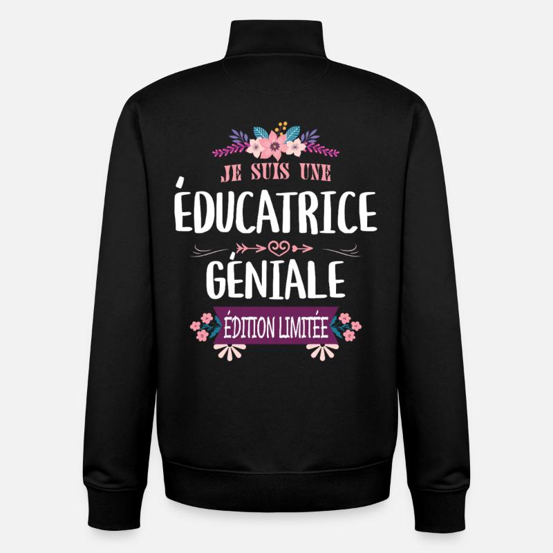 Éducatrice Géniale Édition Limitée - Sweat zippé unisexe en coton bio Stanley/Stella - noir