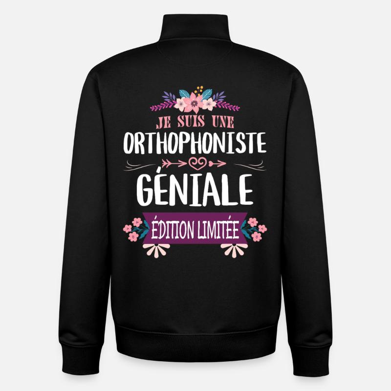 Orthophoniste Géniale Édition Limitée - Sweat zippé unisexe en coton bio Stanley/Stella - noir