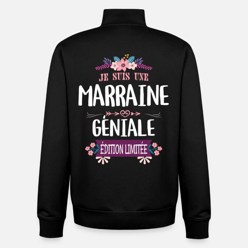 Marraine Géniale Édition Limitée - Sweat zippé unisexe en coton bio Stanley/Stella - noir