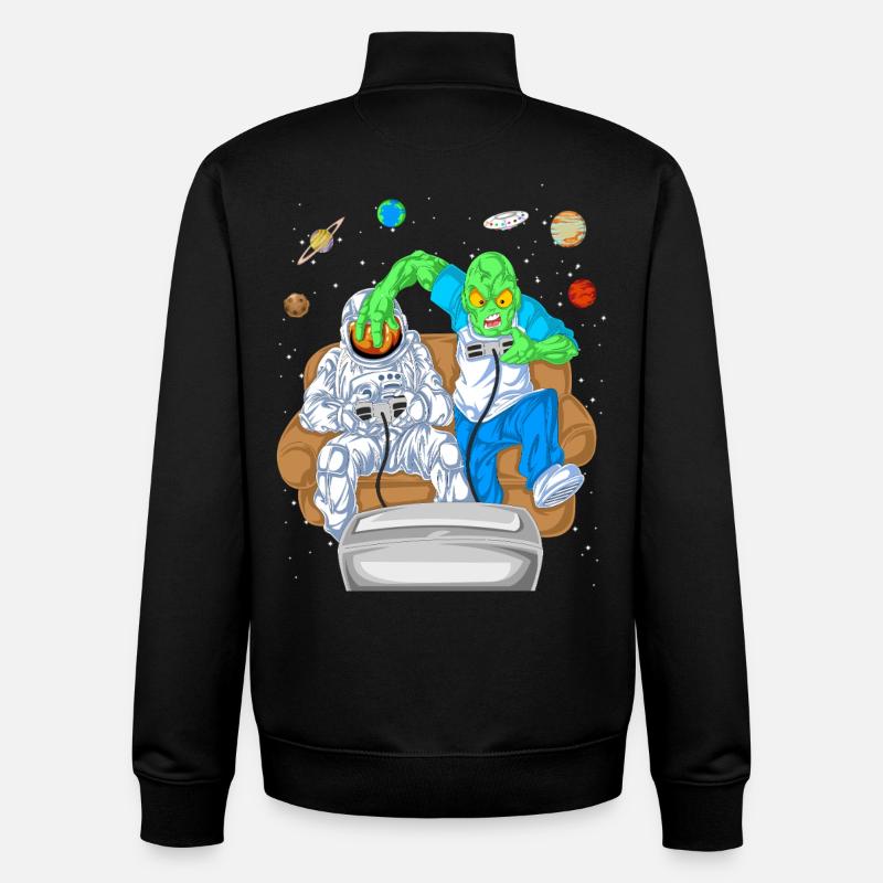 T-shirt de jeu Alien Astronaut - Sweat zippé unisexe en coton bio Stanley/Stella - noir