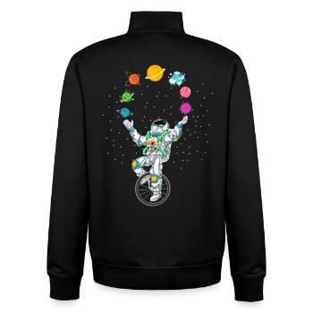 Chemise d’astronaute jonglant avec les planètes - Sweat zippé unisexe en coton bio Stanley/Stella - noir - Dos - AI Model Male 185 light (185cm)