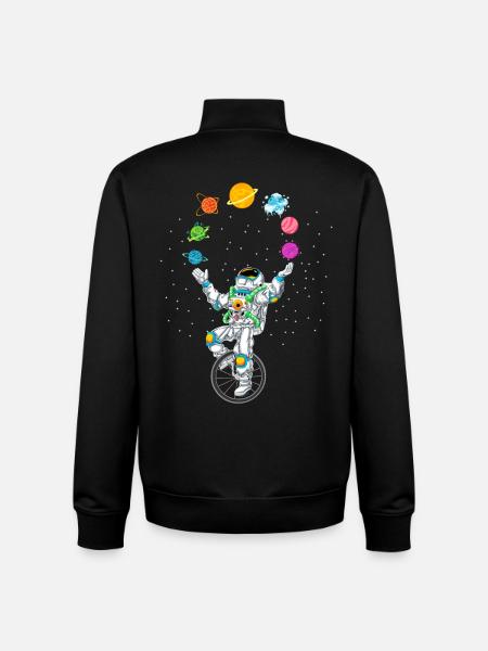 Astronaut Juggling Planets Shirt - Unisex Organic Zip Sweatshirt by Stanley/Stella - black