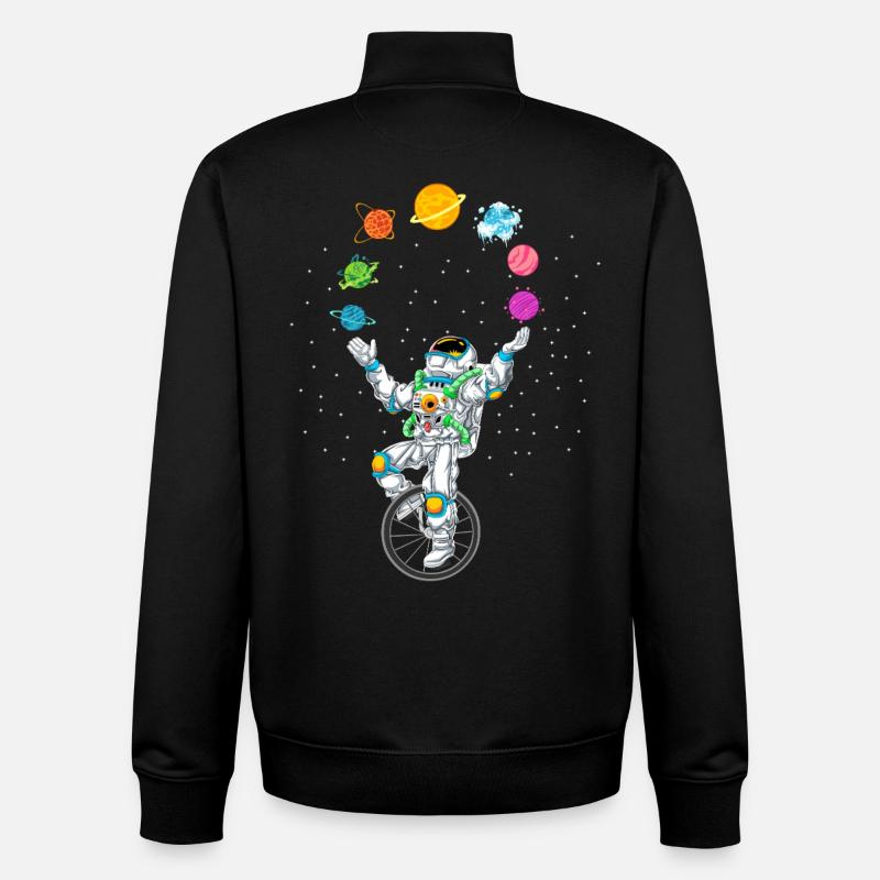Chemise d’astronaute jonglant avec les planètes - Sweat zippé unisexe en coton bio Stanley/Stella - noir