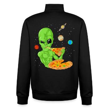 Alien Pizza Space Shirt - Unisex Organic Zip Sweatshirt by Stanley/Stella - black - Back - AI Model Male 185 light (185cm)
