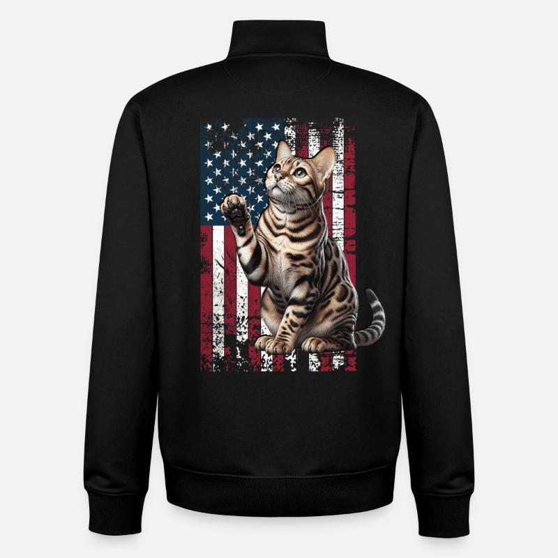 Bengal Cat US Bengalkatze - Unisex Organic Zip Sweatshirt by Stanley/Stella - black