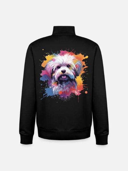 Malteser Hund Spritzkunst Bunt - Unisex Organic Zip Sweatshirt von Stanley/Stella - Schwarz