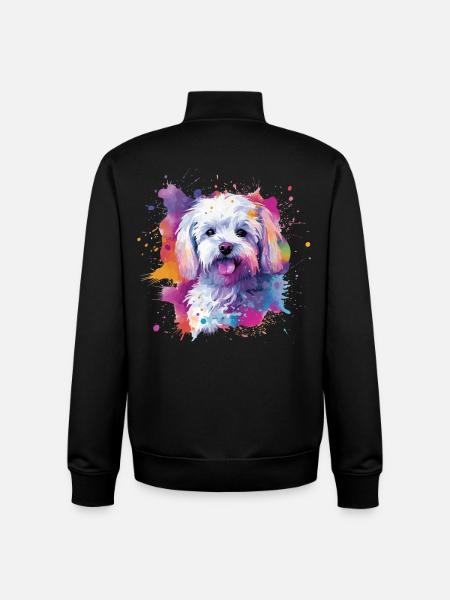 Maltesische bunte Hunde-Splash-Kunst - Unisex Organic Zip Sweatshirt von Stanley/Stella - Schwarz