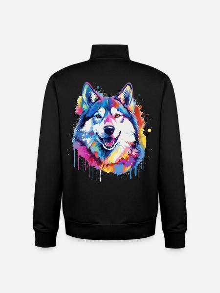 Bunte Splash Art-Husky-Hund - Unisex Organic Zip Sweatshirt von Stanley/Stella - Schwarz