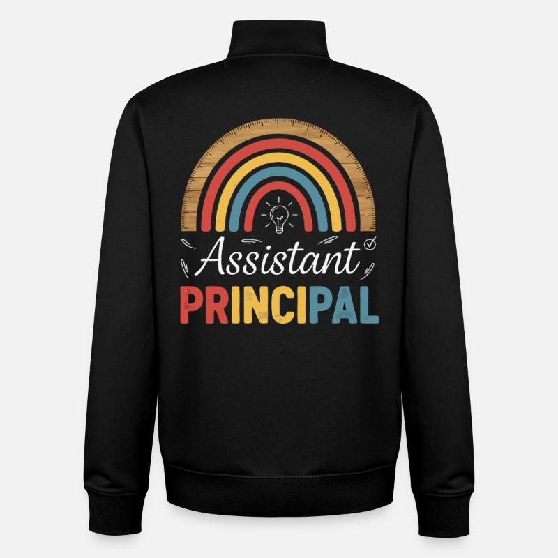 Assistant Principal Rainbow Retro - Unisex Organic Zip Sweatshirt by Stanley/Stella - black