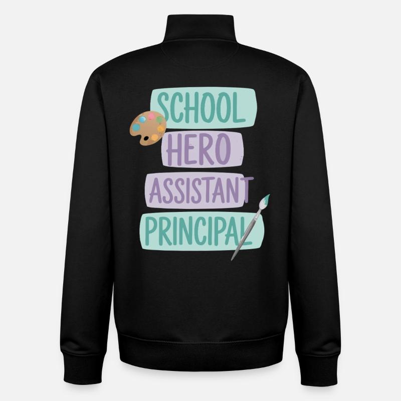 School Hero Assistant Principal - Unisex Organic Zip Sweatshirt by Stanley/Stella - black
