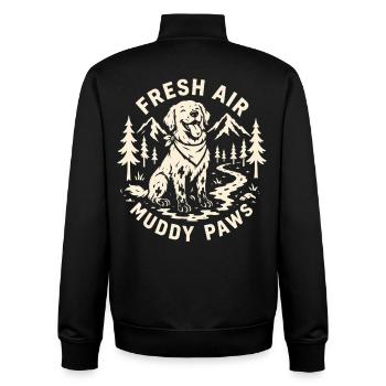 Fresh Air Muddy Paws Outdoor Dog Design - Unisex Organic Zip Sweatshirt by Stanley/Stella - black - Back - AI Model Male 185 light (185cm)
