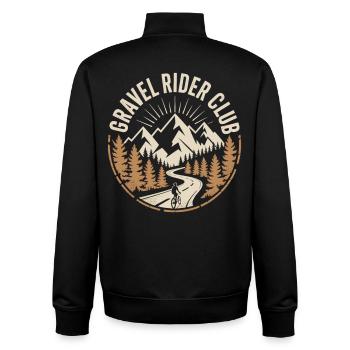 Gravel Bike Adventure Shirt Mountain Cycling - Unisex Organic Zip Sweatshirt by Stanley/Stella - black - Back - AI Model Male 185 light (185cm)