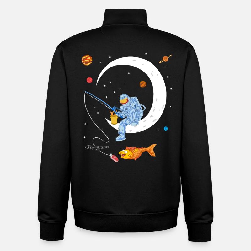 Chemise spatiale de pêche d’astronaute - Sweat zippé unisexe en coton bio Stanley/Stella - noir